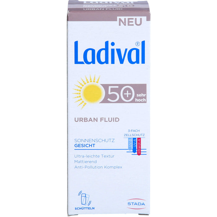 Ladival Urban Fluid LSF 50+ mattierender Gesichts-Sonnenschutz für jeden Tag mit ultra-leichter Textur und Anti-Pollution Komplex, 50 ml Creme