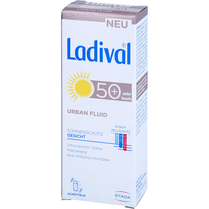 Ladival Urban Fluid LSF 50+ mattierender Gesichts-Sonnenschutz für jeden Tag mit ultra-leichter Textur und Anti-Pollution Komplex, 50 ml Creme