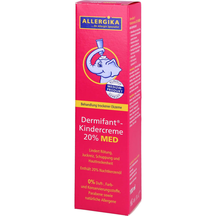 Dermifant Kindercreme 20% MED lindert Rötung, Juckreiz, Schuppung und Hauttrockenheit bei trockenen Ekzemen, 100 ml Creme