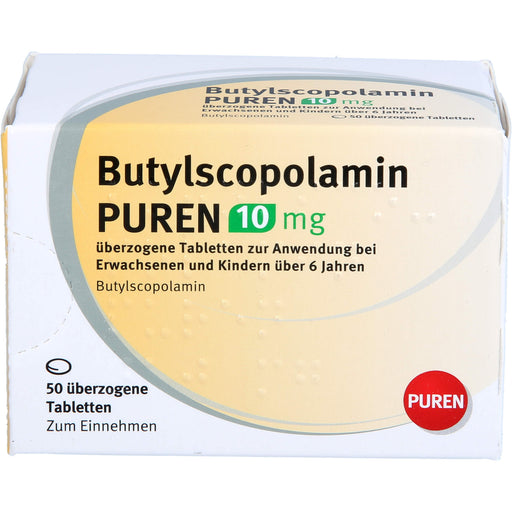 PUREN Butylscopolamin 10 mg Tabletten zur Linderung von Krämpfen in den Muskeln, 50 St. Tabletten