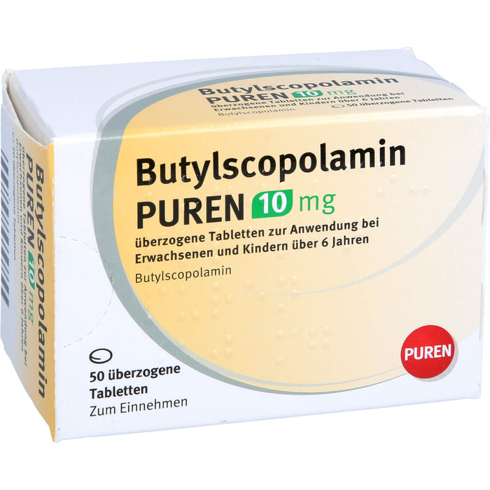 PUREN Butylscopolamin 10 mg Tabletten zur Linderung von Krämpfen in den Muskeln, 50 St. Tabletten