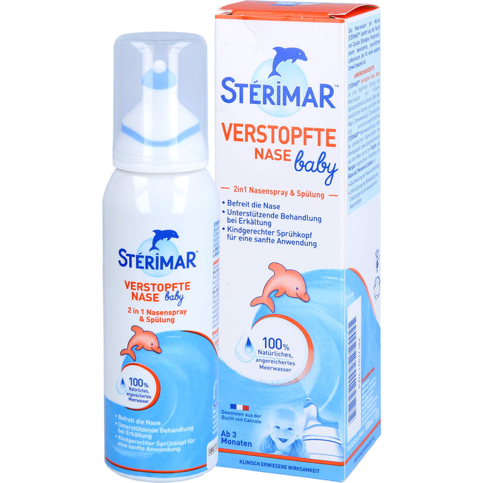 STERIMAR Verstopfte Nase Baby 2 in 1 Nasenspray & Spülung, 100 ml Lösung
