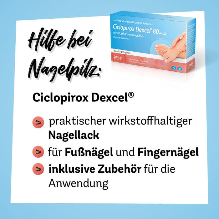 Ciclopirox Dexcel 80 mg/g wirkstoffhaltiger Nagellack, 6.6 ml Wirkstoffhaltiger Nagellack