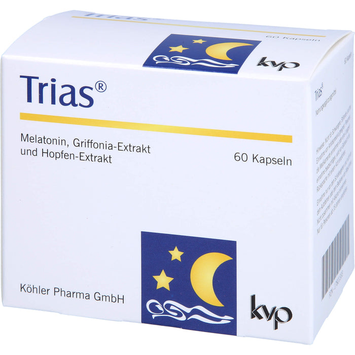 Trias Kapseln mit Melatonin, Griffonia-Extrakt und Hopfen-Extrakt, 60 St. Kapseln