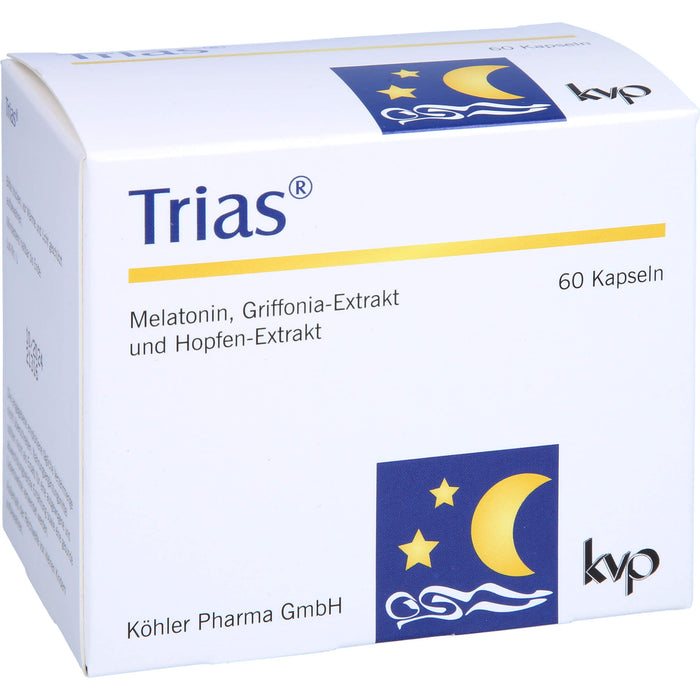 Trias Kapseln mit Melatonin, Griffonia-Extrakt und Hopfen-Extrakt, 60 St. Kapseln