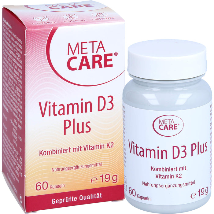 META CARE Vitamin D3 Plus 10,000 + 80 ug K2, 60 St KAP