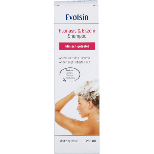 Evolsin Ekzem & Psoriasis Shampoo bei Schuppenflechte, Ekzemen & Neurodermitis auf Kopfhaut & Körper, 250 ml Shampoo