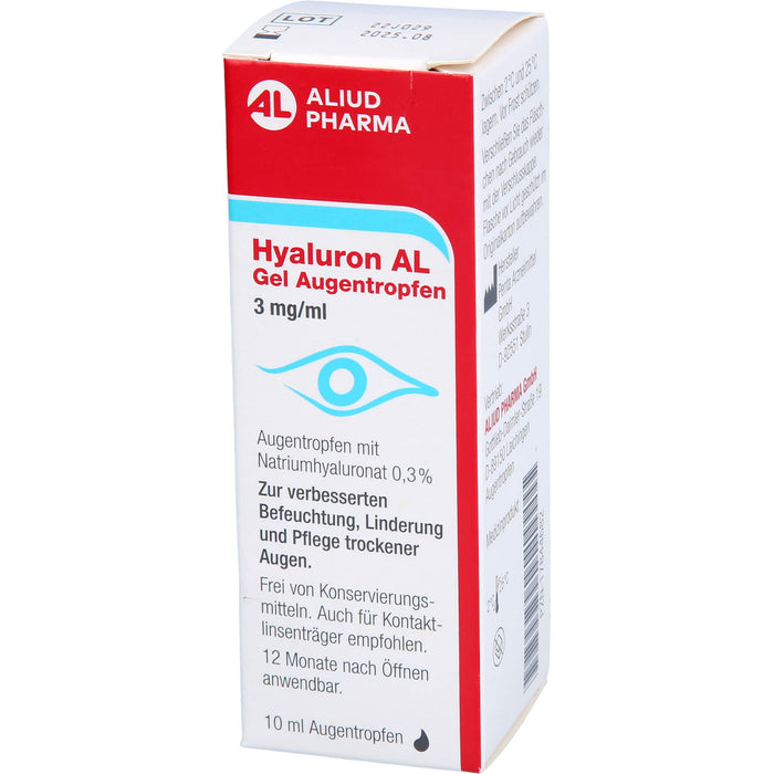 Hyaluron AL Gel Augentropfen 3 mg/ml zur intensiven Befeuchtung trockener Augen, 10 ml Lösung