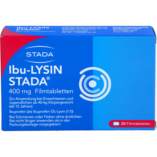 STADA Ibu-Lysin 400 mg Filmtabletten bei Schmerzen und Fieber, 20 St. Tabletten