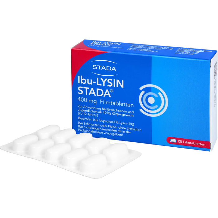 STADA Ibu-Lysin 400 mg Filmtabletten bei Schmerzen und Fieber, 20 St. Tabletten