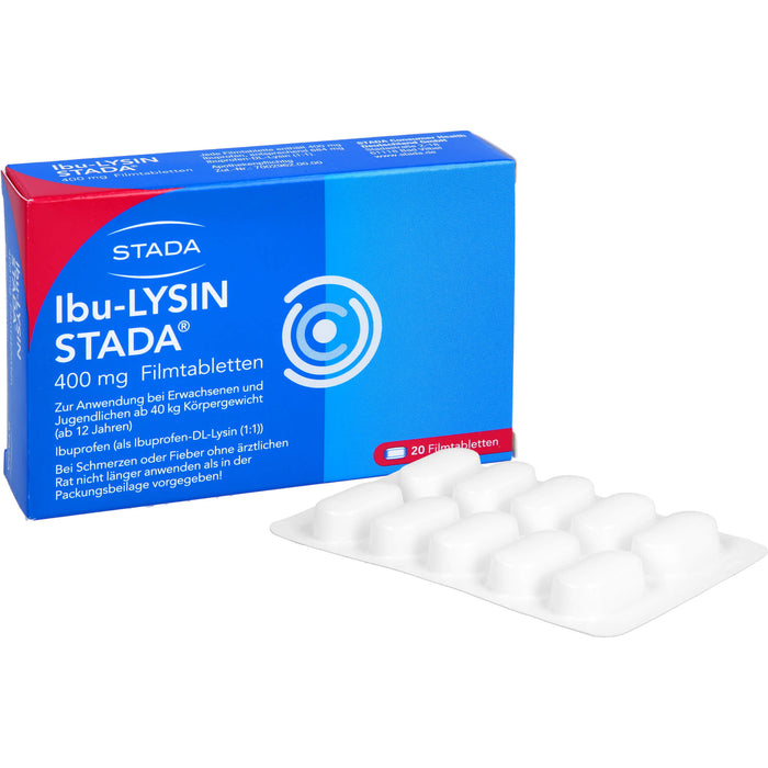 STADA Ibu-Lysin 400 mg Filmtabletten bei Schmerzen und Fieber, 20 St. Tabletten