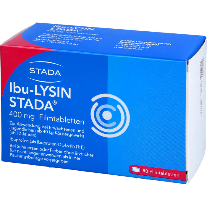 STADA Ibu-Lysin 400 mg Filmtabletten bei Schmerzen und Fieber, 50 St. Tabletten