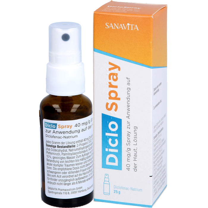 SANAVITA DicloSpray 40 mg/g  bei mäßig bis starken Schmerzen, 25 g Lösung