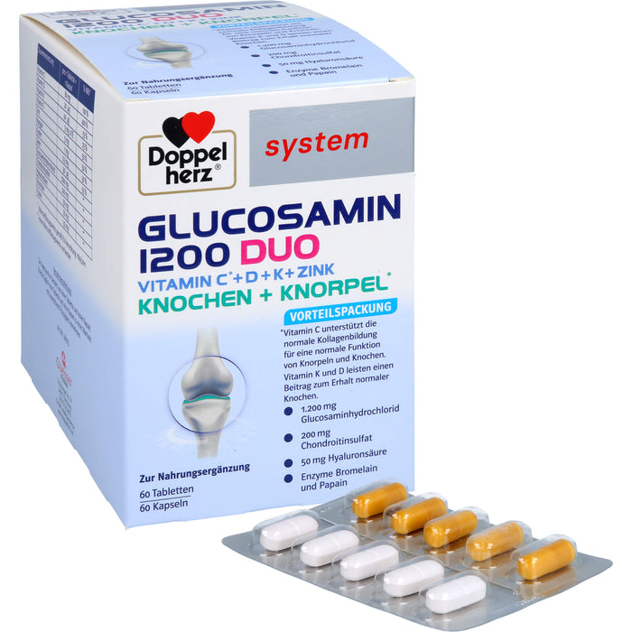 Doppelherz system Glucosamin 1200 Duo Tabletten und Kapseln für Knochen und Knorpel, 60 St. Portionen
