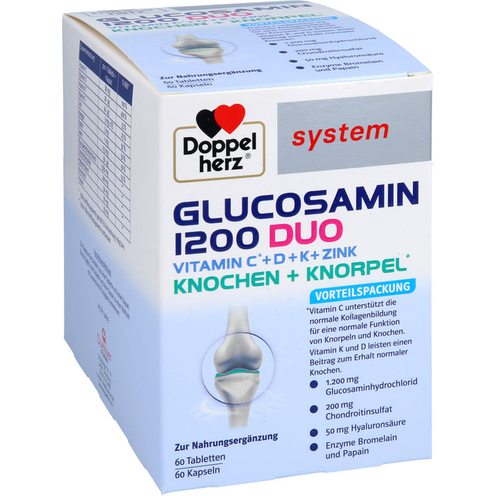 Doppelherz system Glucosamin 1200 Duo Tabletten und Kapseln für Knochen und Knorpel, 60 St. Portionen