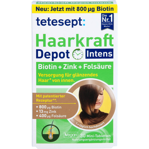 Tetesept Haarkraft Depot Intens Tabletten zur Versorgung für glänzendes Haar, 30 St. Tabletten
