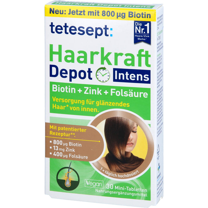 Tetesept Haarkraft Depot Intens Tabletten zur Versorgung für glänzendes Haar, 30 St. Tabletten