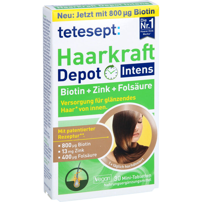 Tetesept Haarkraft Depot Intens Tabletten zur Versorgung für glänzendes Haar, 30 St. Tabletten