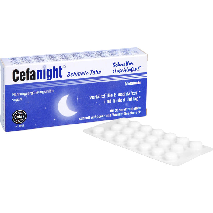 Cefanight Schmelz-Tabs schnell auflösend mit Vanille-Geschmack, 60 St. Schmelztabletten