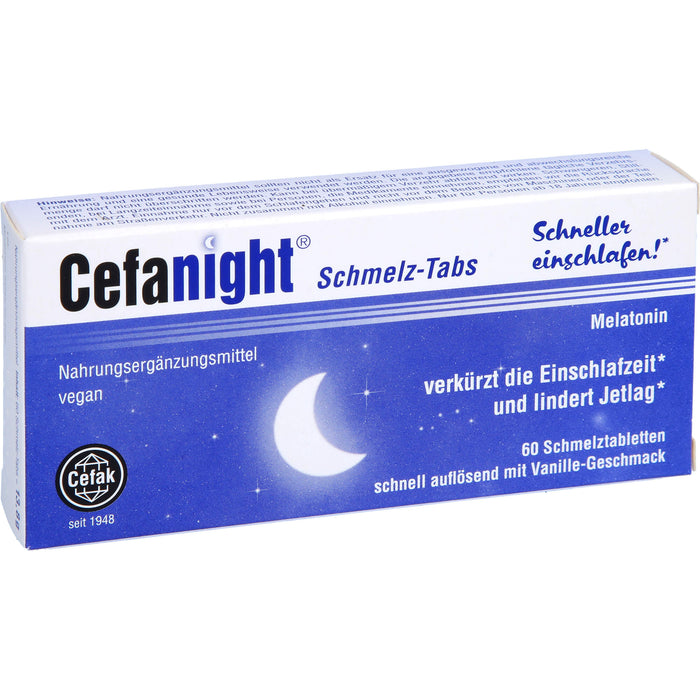 Cefanight Schmelz-Tabs schnell auflösend mit Vanille-Geschmack, 60 St. Schmelztabletten