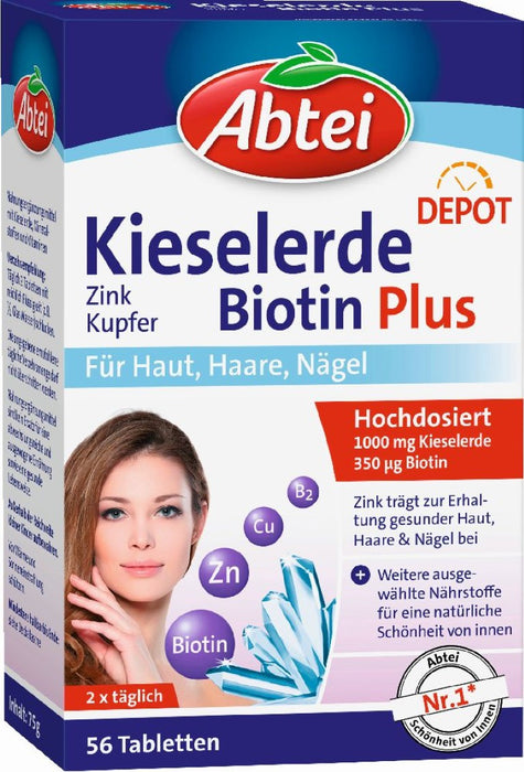 Abtei Depot Kieselerde Biotin Plus für Haut, Haare, Nägel, 56 St. Tabletten