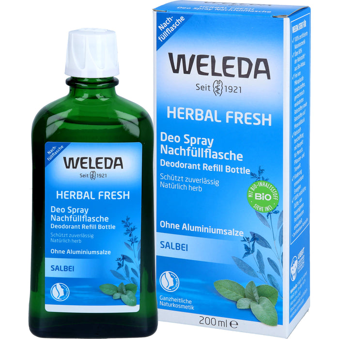 WELEDA Deodorant Nachfüllflasche Salbei ohne Aluminiumsalze, 200 ml Lösung