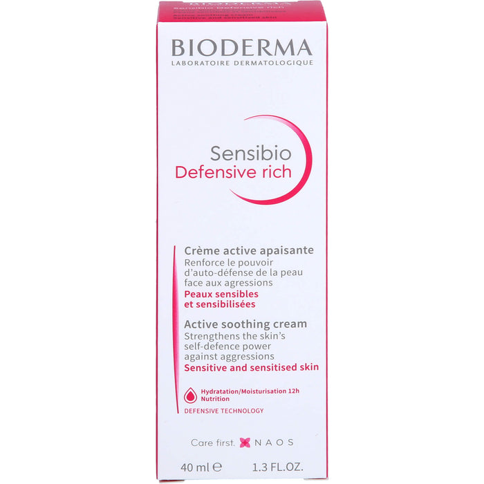 BIODERMA Sensibio Defensive rich Creme stärkt die Haut gegen Umwelteinflüsse, 40 ml Creme