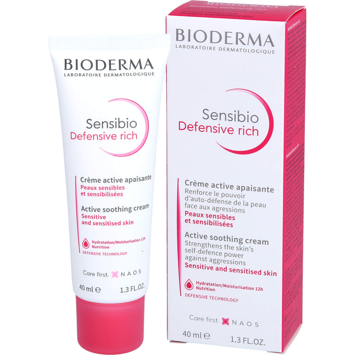 BIODERMA Sensibio Defensive rich Creme stärkt die Haut gegen Umwelteinflüsse, 40 ml Creme