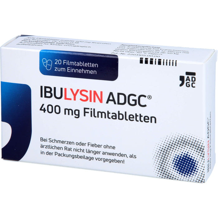 ADGC IbuLysin 400 mg Filmtabletten bei Schmerzen oder Fieber, 20 St. Tabletten