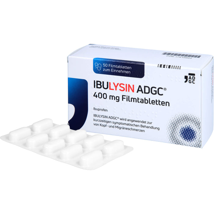 Ibulysin ADGC 400 mg Filmtabletten bei Schmerzen und Fieber, 50 St. Tabletten