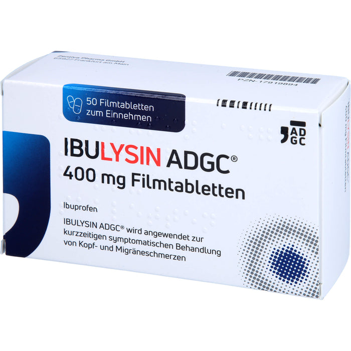 Ibulysin ADGC 400 mg Filmtabletten bei Schmerzen und Fieber, 50 St. Tabletten