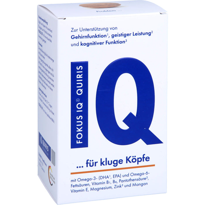 FOKUS IQ QUIRIS Kapseln zur Unterstützung von Gehirnfunktion, geistiger Leistung und kognitiver Funktion, 120 St. Kapseln