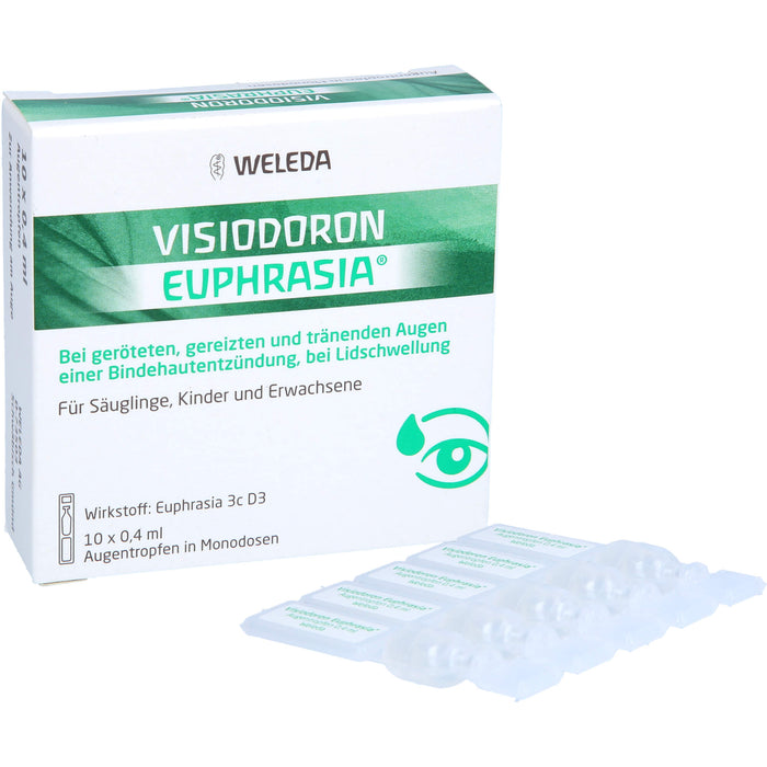 Visiodoron Euphrasia Augentropfen in Monodosen bei geröteten, gereizten & tränenden Augen einer Bindehautentzündung, 10 St. Einzeldosisbehältnisse
