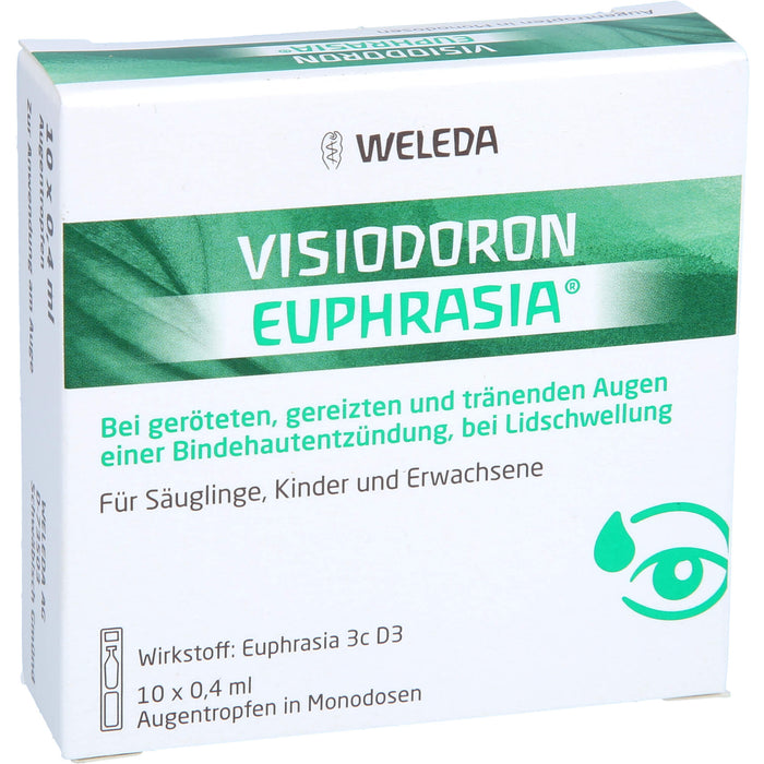 Visiodoron Euphrasia Augentropfen in Monodosen bei geröteten, gereizten & tränenden Augen einer Bindehautentzündung, 10 St. Einzeldosisbehältnisse