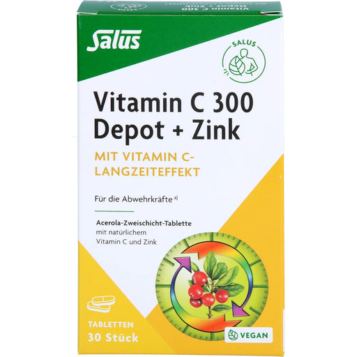 Salus Vitamin C 300 Depot + Zink Tabletten für die Abwehrkräfte, 30 St. Tabletten