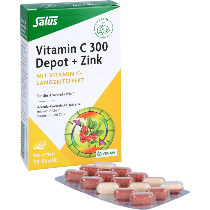 Salus Vitamin C 300 Depot + Zink Tabletten für die Abwehrkräfte, 30 St. Tabletten