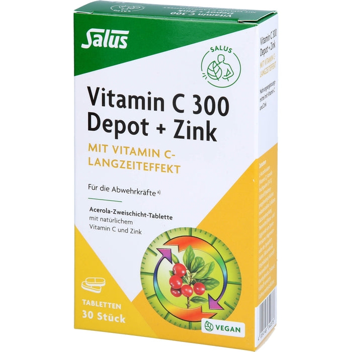 Salus Vitamin C 300 Depot + Zink Tabletten für die Abwehrkräfte, 30 St. Tabletten