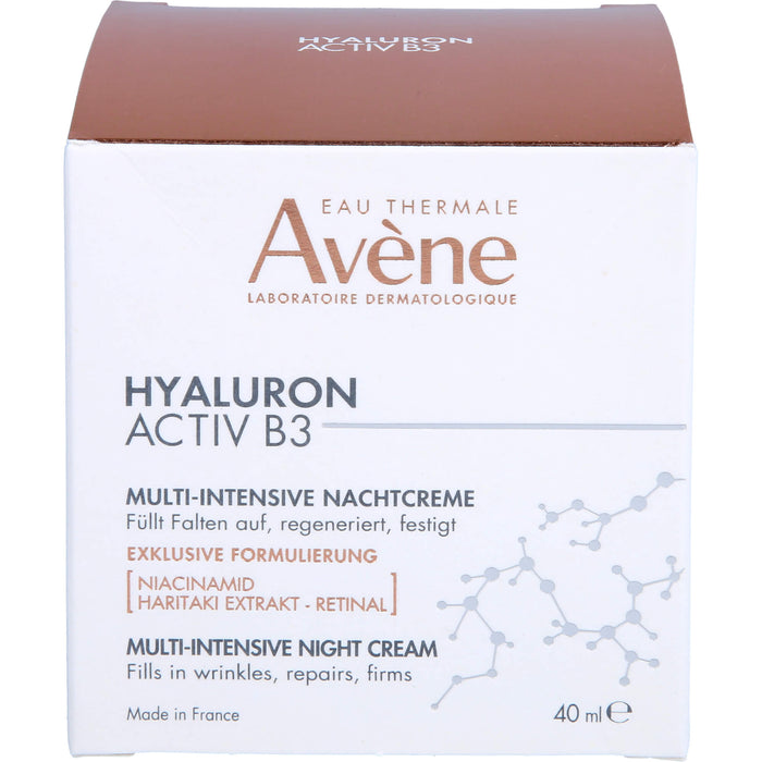 Avène Hyaluron Activ B3 Multi-intensive Nachtcreme - Anti-Aging Pflege gegen Falten mit Niacinamid, 40 ml Creme