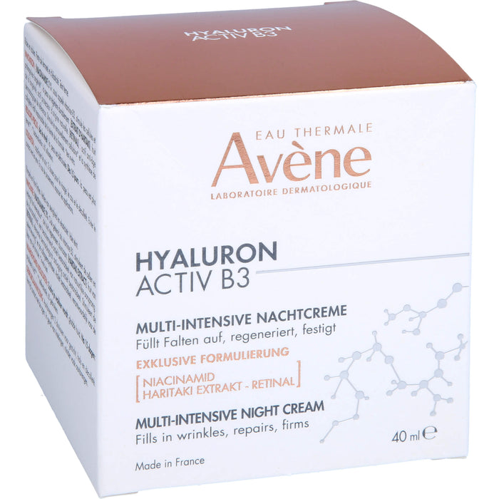 Avène Hyaluron Activ B3 Multi-intensive Nachtcreme - Anti-Aging Pflege gegen Falten mit Niacinamid, 40 ml Creme