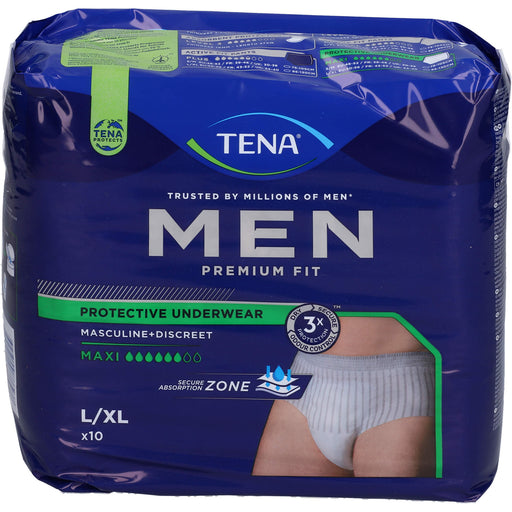 TENA Men Premium Fit Inkontinenz Pants Maxi L/XL, 10 St. Windelhosen