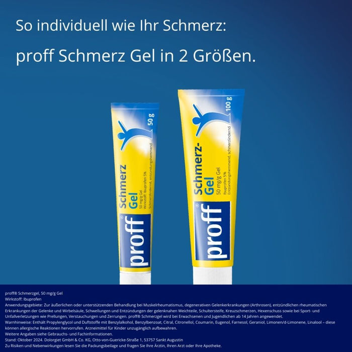 proff Schmerzgel mit Ibuprofen – zur äußerlichen Behandlung von Muskel-, Gelenk- und Rückenschmerzen, 100 g Gel