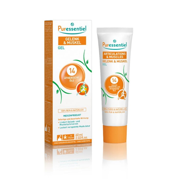 Puressentiel Gelenk & Muskel Gel mit 14 ätherischen Ölen – lindert Schmerzen und fördert Flexibilität, 60 ml Gel