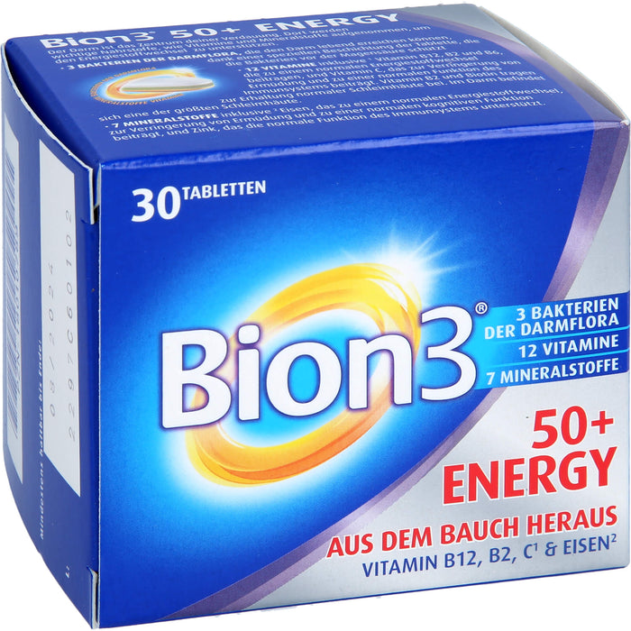 Bion3 Energy 50+ Tabletten Multivitamin für Darm- & Energieunterstützung, 30 St. Tabletten