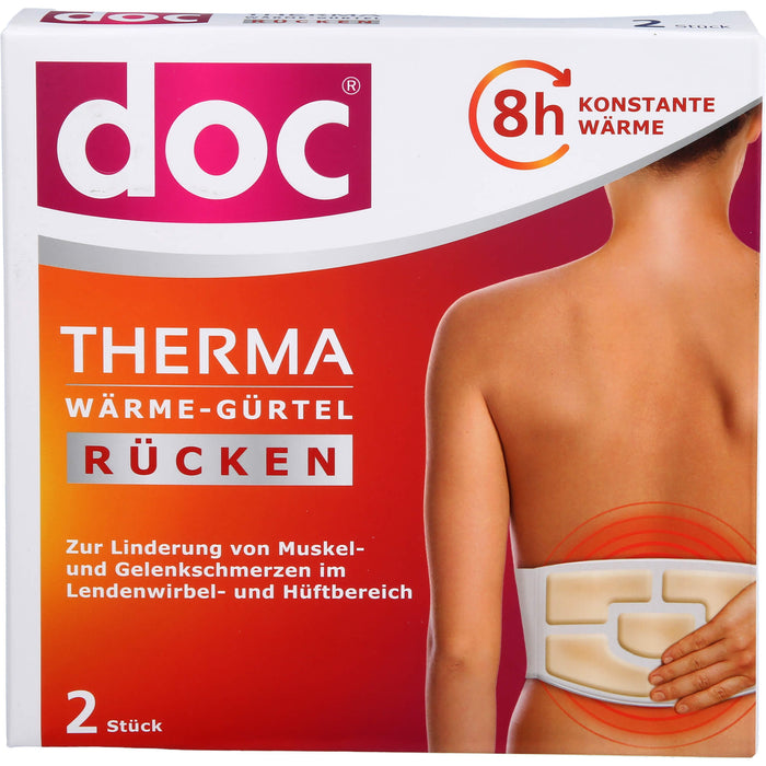 Doc Therma Wärme-Gürtel Rücken Pflaster zur vorübergehenden Linderung von Muskel- und Gelenkschmerzen, 2 St. Pflaster