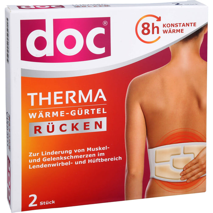 Doc Therma Wärme-Gürtel Rücken Pflaster zur vorübergehenden Linderung von Muskel- und Gelenkschmerzen, 2 St. Pflaster
