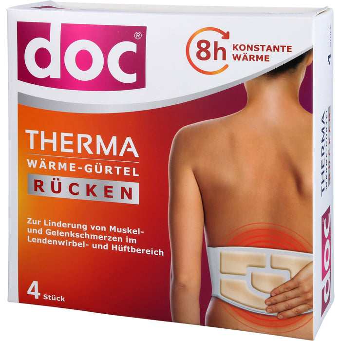 Doc Therma Wärme-Gürtel Rücken zur Linderung von Muskel und Gelenksschmerzen, 4 St. Wärmekissen