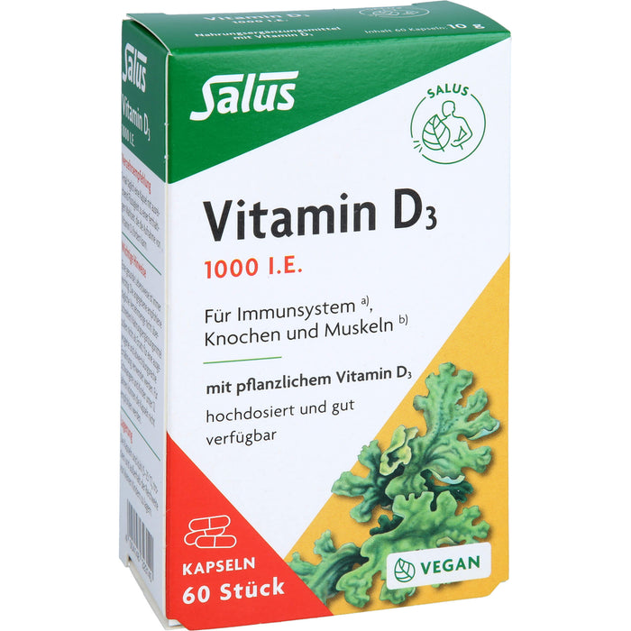 Salus Vitamin D3 1000 I.E. Kapseln für Immunsystem, Knochen und Muskeln, 60 St. Kapseln