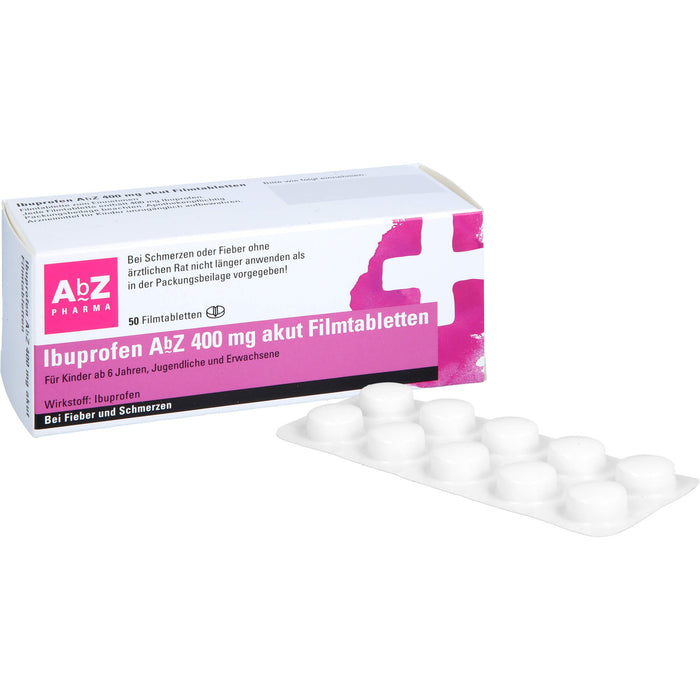 Ibuprofen AbZ 400 mg akut Filmtabletten bei Fieber und Schmerzen, 50 St. Tabletten