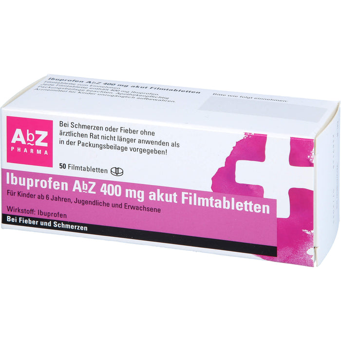 Ibuprofen AbZ 400 mg akut Filmtabletten bei Fieber und Schmerzen, 50 St. Tabletten
