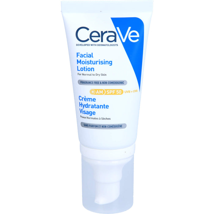 CeraVe feuchtigkeitsspendende Gesichtscreme mit LSF 50 für normale bis trockene Haut, 52 ml Creme
